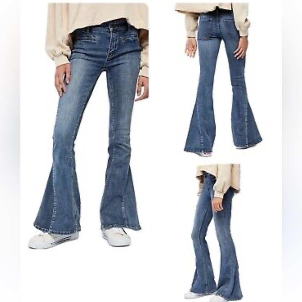 Free People Jeans size 24 blue Dream Lover Flare Leg Jeans Bell Bottoms